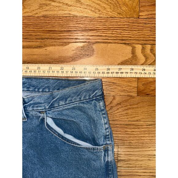 VTG Wrangler Men's jean Shorts Sz 54 Light Wash Relaxed Fit Union made USA denim - Picture 4 of 8